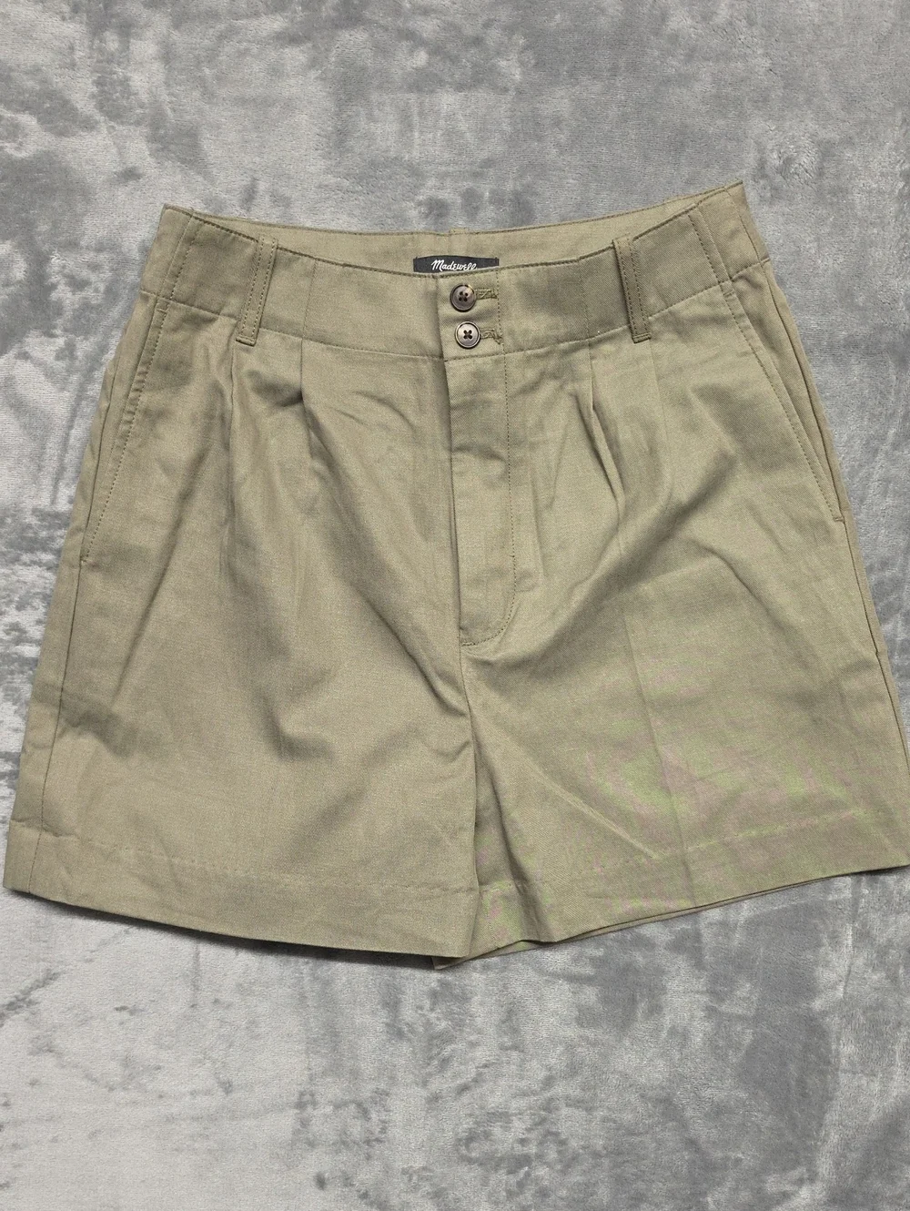 Madewell Olive Green Pleated High-Rise Shorts Sz 2